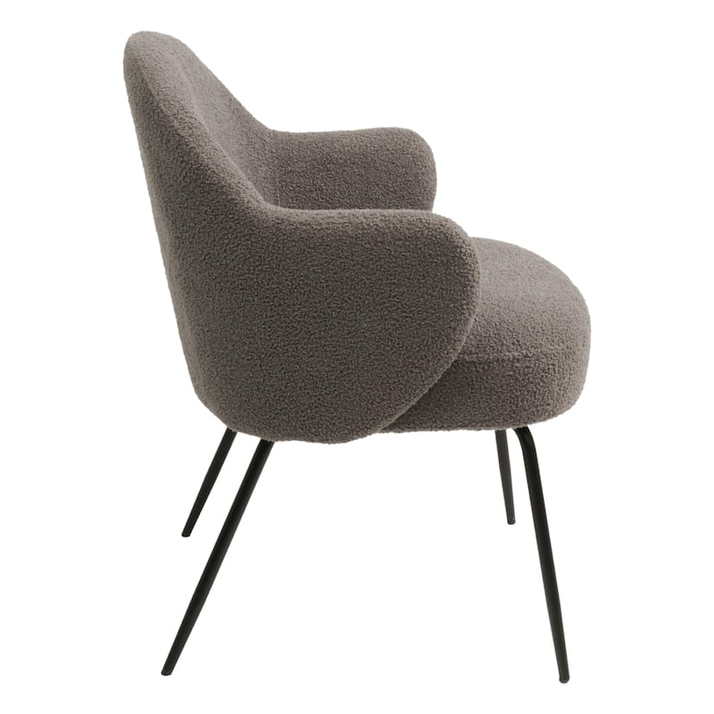 Furnish Theory Nordic Comfort Dining Armchair Arm Chair w/ Various Boucle Fabric Upholstery Covers & Steel Leg Finishes