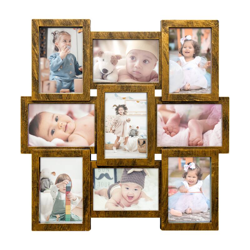 HELLO LAURA Modern 9 Opening 4x6" Wall PVC Photo Frame