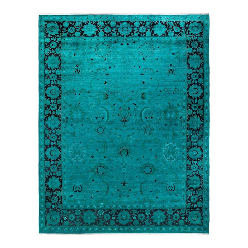 Fine Vibrance, One-of-a-Kind Hand-Knotted Area Rug - Blue, 9' 2" x 12' 1" - 9' 2" x 12' 1"