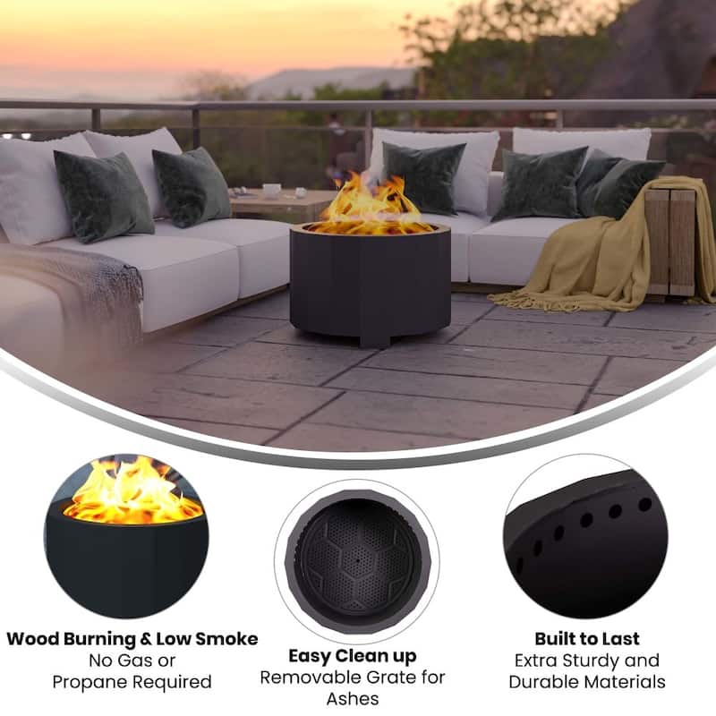 27" Outdoor Smokeless Wood Burning Portable Fire Pit