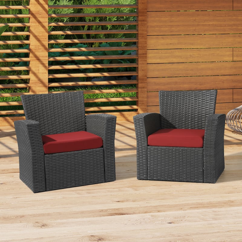 Fading Free All Weather Outdoor Patio Seat Cushions (Set of 2) - Without Welt - Red