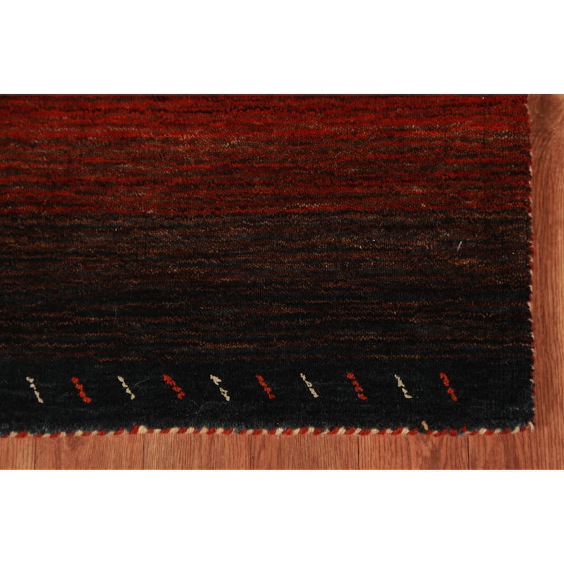 Hand Knotted Oriental 100% Wool Carpet Tribal Stripe Oranges & Rust Gabbeh Area Rug - 4' 10'' X 3' 1''