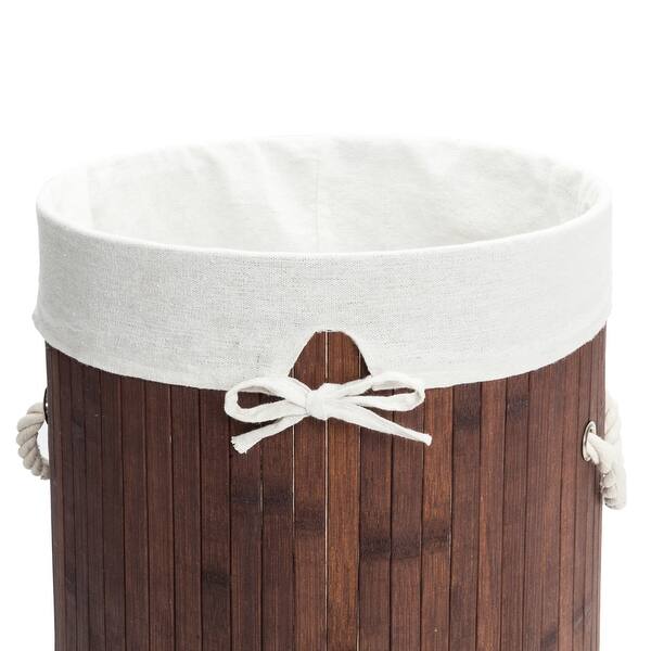 Shop Barrel Bamboo Folding Laundry Basket Body With Cover Overstock 31984900 Brown