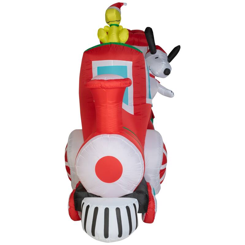 Gemmy Christmas Airblown Inflatable Peanuts Train Scene , 7.5 ft Tall, Multi