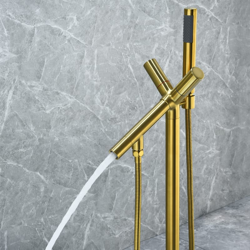 Altair Brulon Double Knob Handle Freestanding Floor Mounted Tub Filler with Handshower
