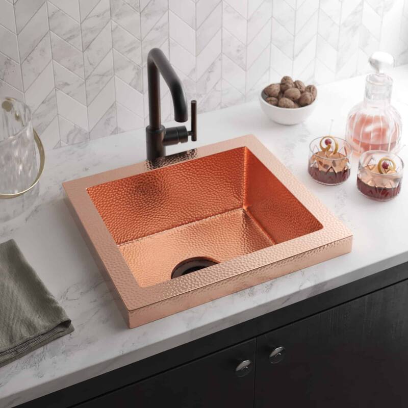 Manhattan Hand Hammered Copper Drop-in Bar Sink - Polished Copper