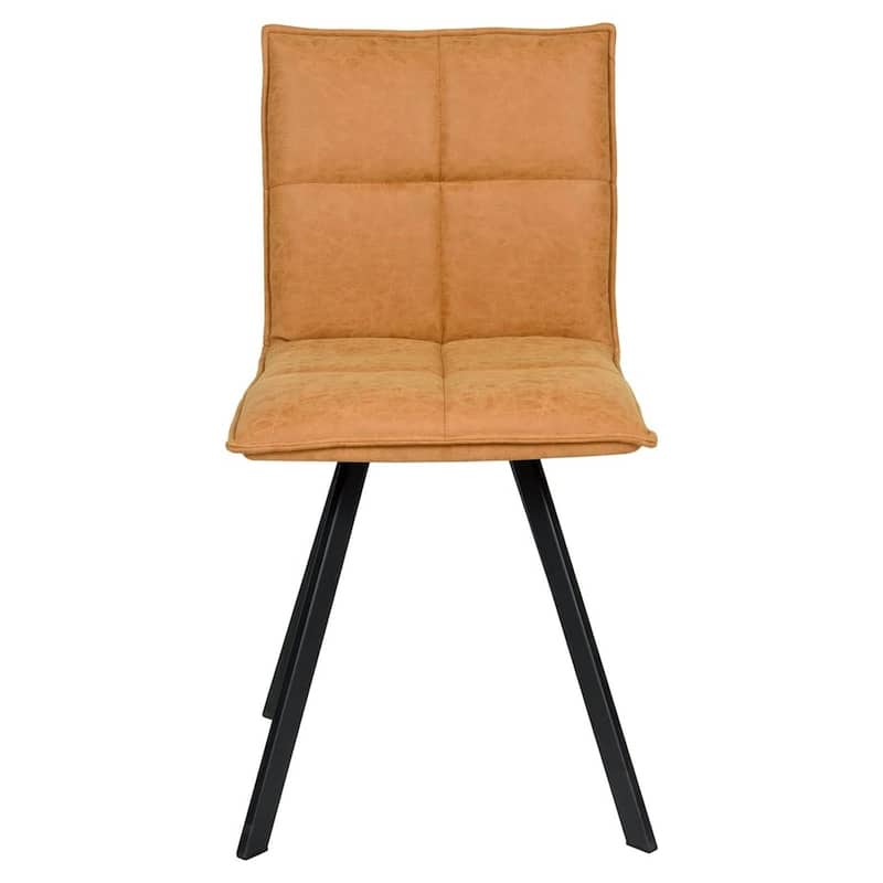 LeisureMod Wesley Modern Dining Chairs - Set of 2 Faux Leather Accent Chairs with Metal Legs for Home Kitchen or Dining Room