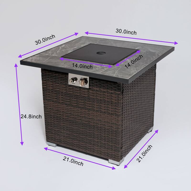 29.92 in. W x 29.92 in. D x 24.80 in. H Square Propane Gas Outdoor Fire Pits in Espresso