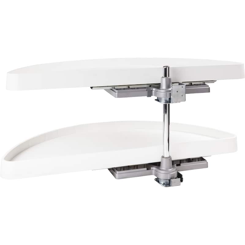 Hardware Resources 33-1/8" Diameter Half Moon Two Shelf Lazy Susan - White