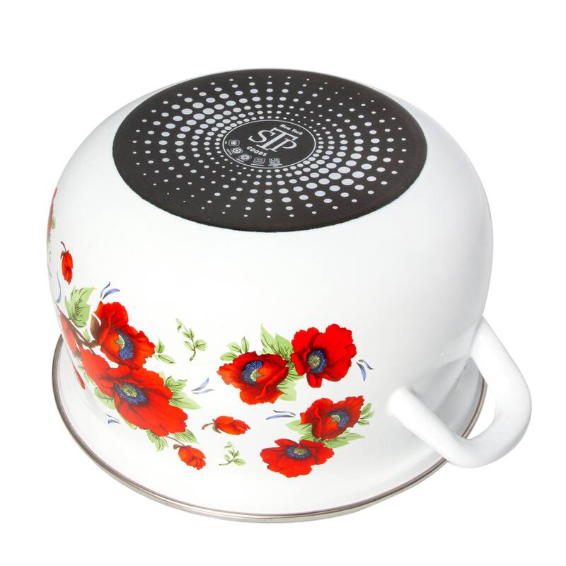 STP Goods Poppies Enameled Deep Casserole Set of 3