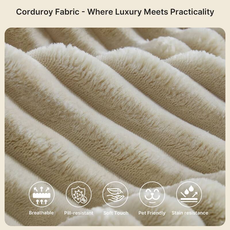 105" Cloud Sectional Couch with L-Shape Chaise, Modular Boneless Sofa, Upholstered Corduroy Couch