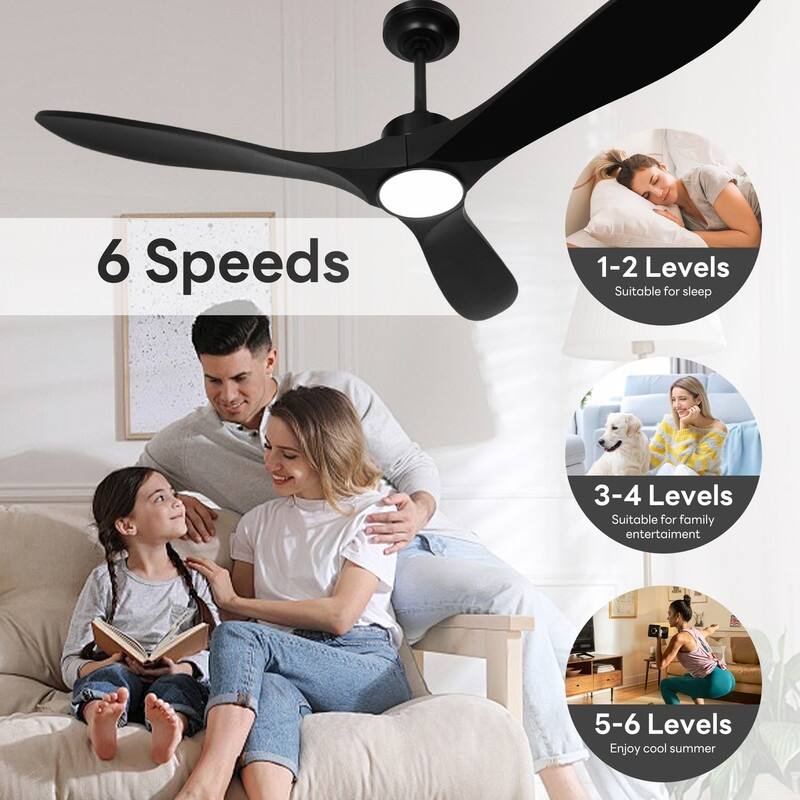 Indoor/Outdoor Ceiling Fan with Remote Control, 3-Blades Solid Wood Ceiling Fan for Bedroom Living Room