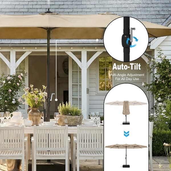 4 tilt patio umbrella PURPLE LEAF Market 6' x 4' Rectangle Dual Beige Outdoor Color Choices NAPWANT 10ft Cantilever Patio Umbrella