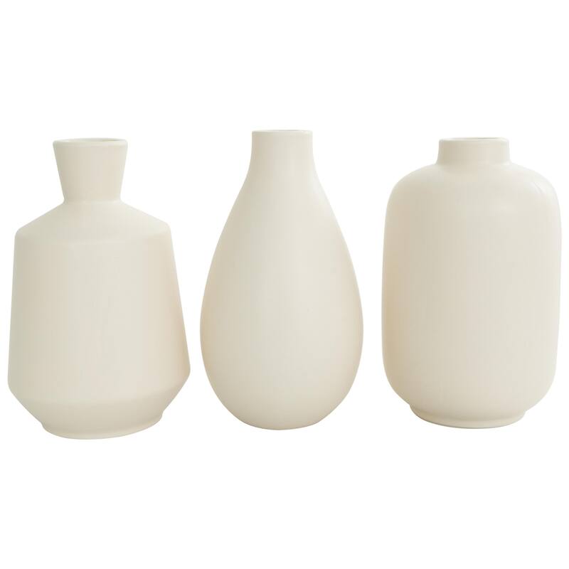 Ceramic Marble Inspired or Minimalist Decorative Vase - Set of 3 White, Gray, Cream, Black - Roche River Decor