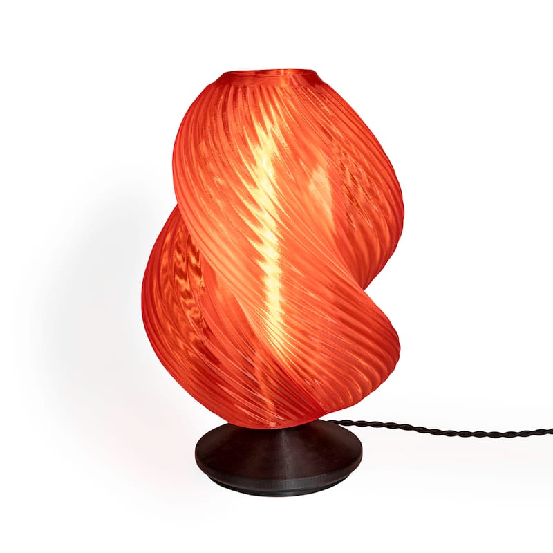 Vega 13.5" Mid-Century Coastal Plant-Based PLA 3D Printed Dimmable LED Table Lamp, by JONATHAN Y - Clear Red/Black