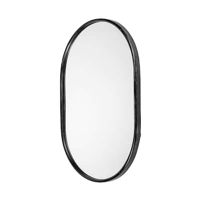 HomeRoots 36" Painted Oval Accent Mirror Wall Mounted With Metal Frame - 19.25