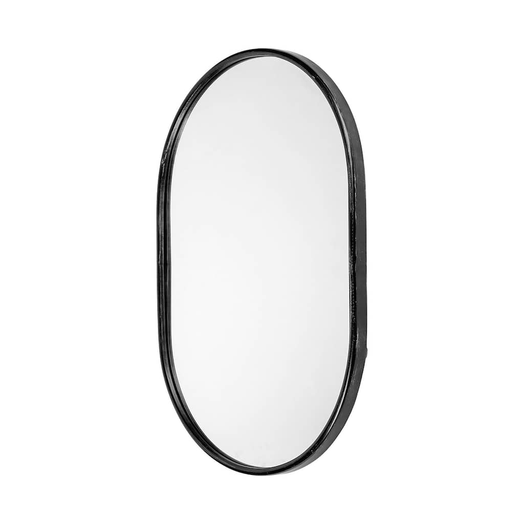 HomeRoots 36" Painted Oval Accent Mirror Wall Mounted With Metal Frame - 19.25