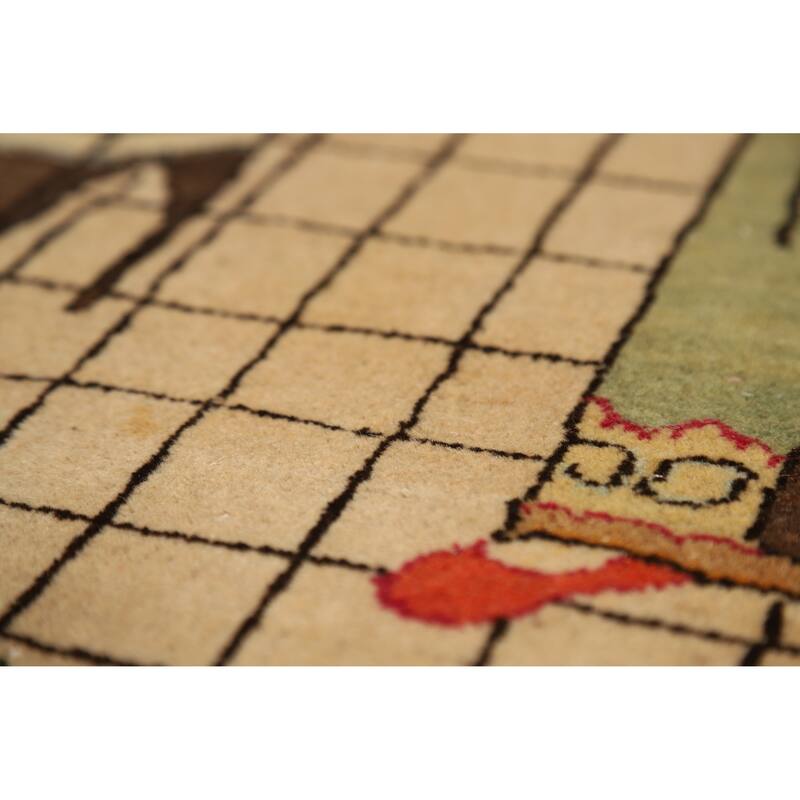 Pre-1900 Antique Pictorial Kashan Persian Rug Handmade Wool Carpet - 4'2"x 7'0"