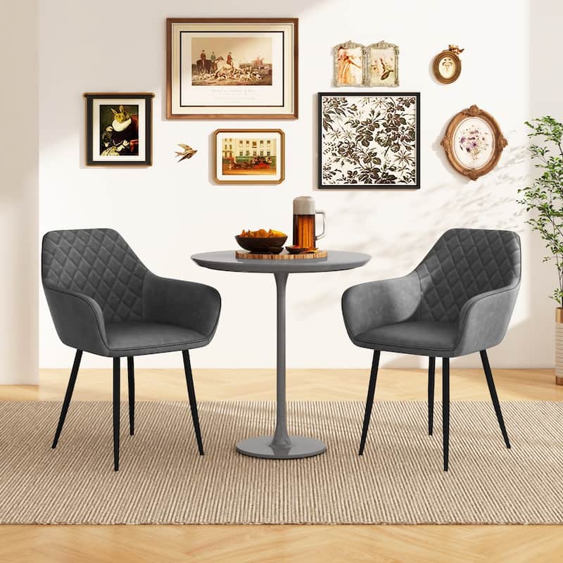 Gymax Leisure Dining Chair Set of 2 Upholstered Accent Chairs w/