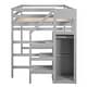 preview thumbnail 5 of 10, White Full Size Loft Bed with Storage Wardrobe & Staircase