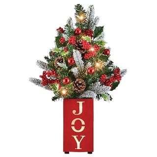 LED Lighted Tabletop Joy Christmas Tree Decoration - 18.800 x 6.000 x 5 ...