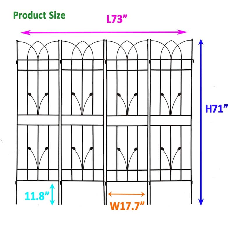 4 Pack Metal Garden Rustproof Trellis for Flower Support