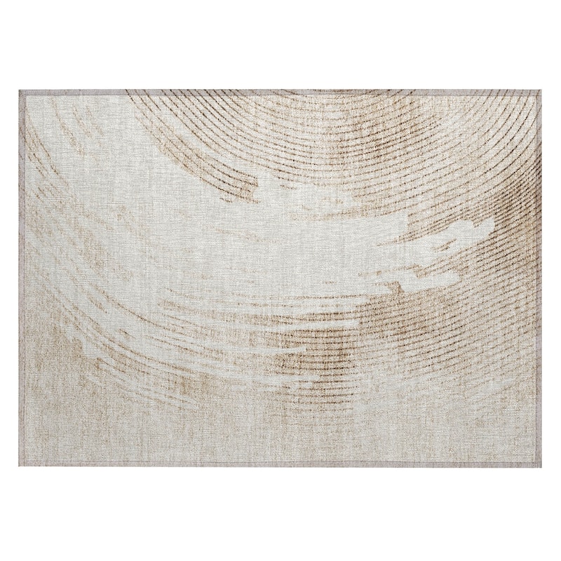 Machine Washable Indoor/Outdoor Contemporary Wave Chantille Rug