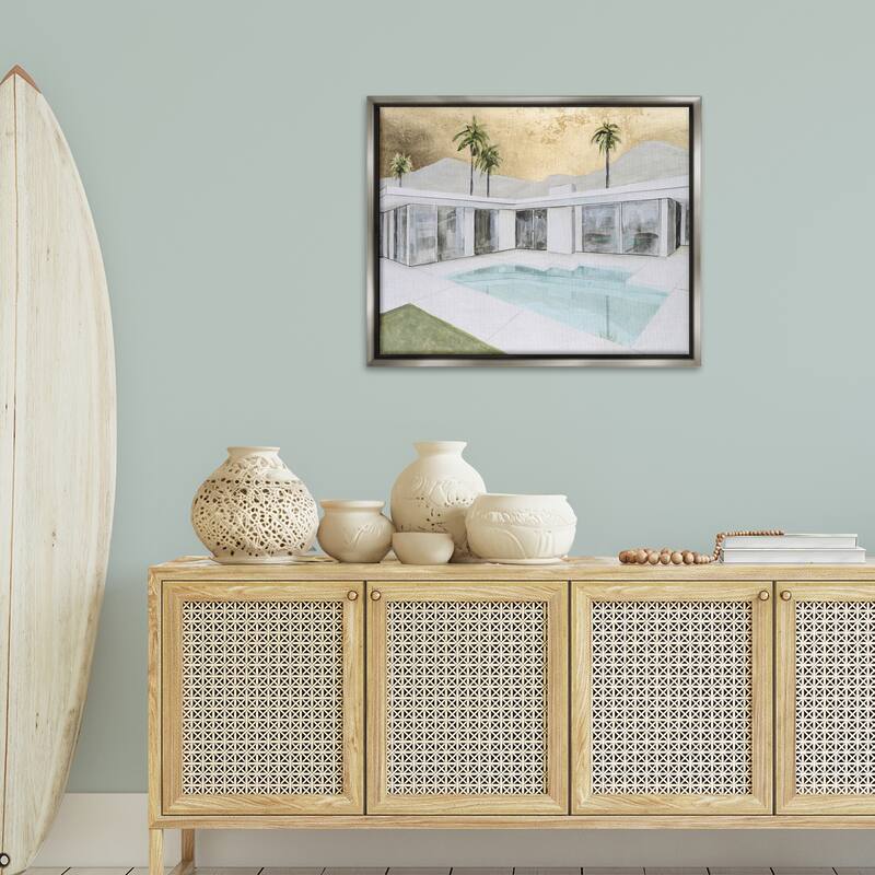 Stupell Modern Chic Pool View Framed Floater Canvas Wall Art Design By Michael Willett