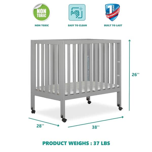 dimension image slide 1 of 2, Dream On Me Jett Non-Full Size Folding Crib