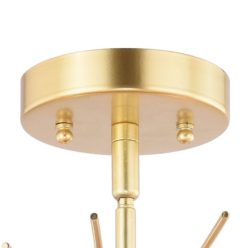 Modern Ceiling Light Flush Mount - Mid Century Style Gold Finish - 24 Inch Wide Semi Flush Mount Light - 15.5