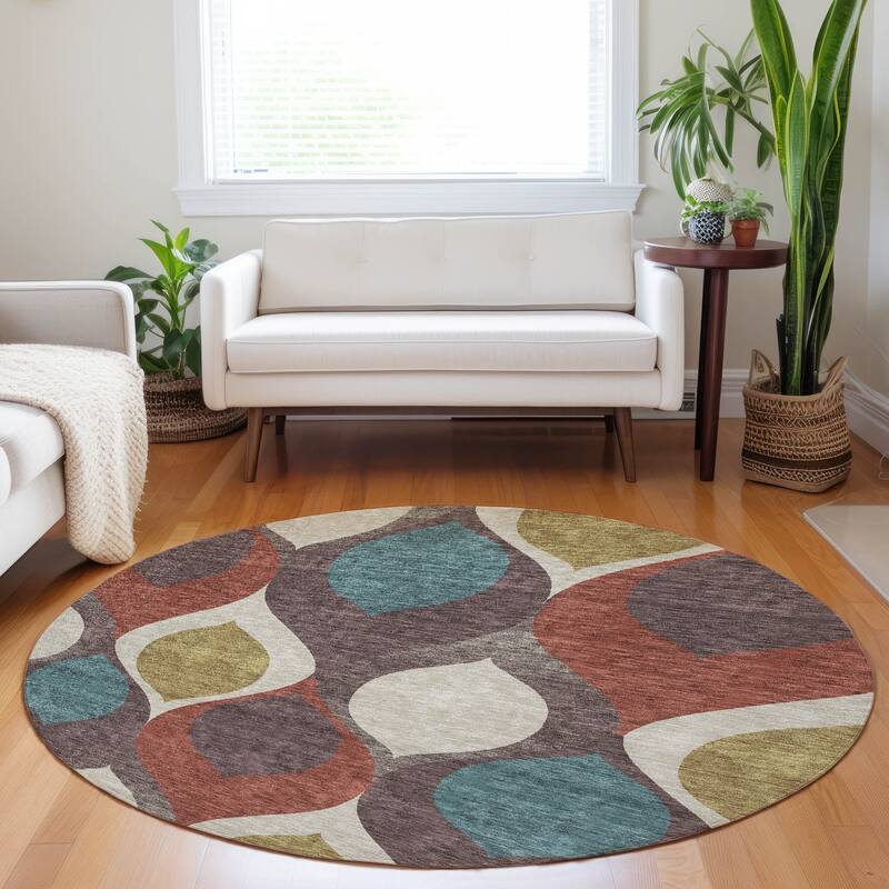 Premium Washable Super Soft Transitional Mayfield Rug - Brown - 8' x 8' - Round