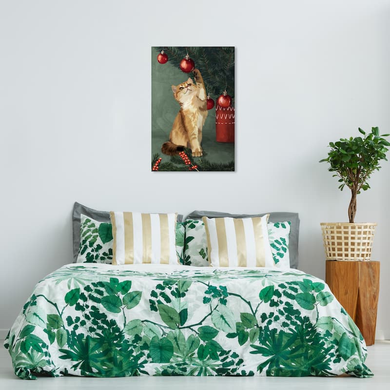 Wynwood Studio Prints Holiday and Seasonal Decorative Play Tree Green and Dark Green Traditional Wall Art Canvas Print - 36 x 24