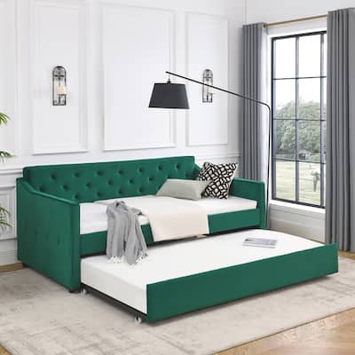 Sofa Bed, Twin Size Daybed with Twin Size Trundle Upholstered Tufted Sofa Bed, Sleeper Sofa