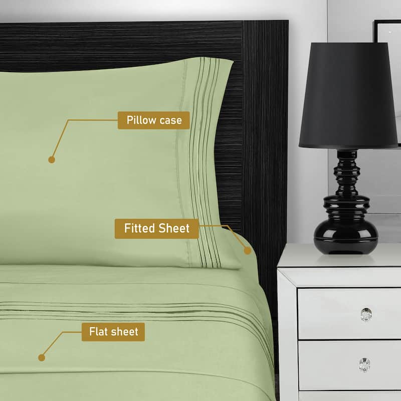 Superior Embroidered Microfiber Deep Pocket Bed Sheet Set