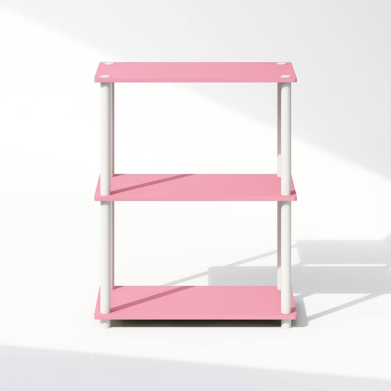23.6 in. Tall White Wood 3-Shelf Bookcase