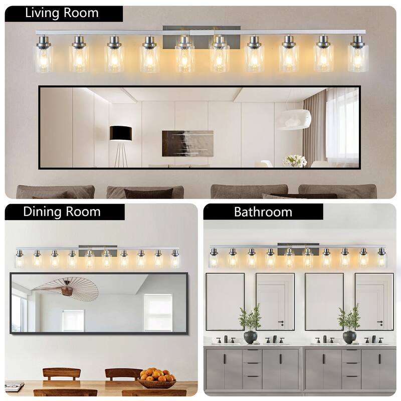 10-Light Vanity Lights for Mirror, 52 inch Modern Bathroom Wall Lighting for Bedroom, Living Room