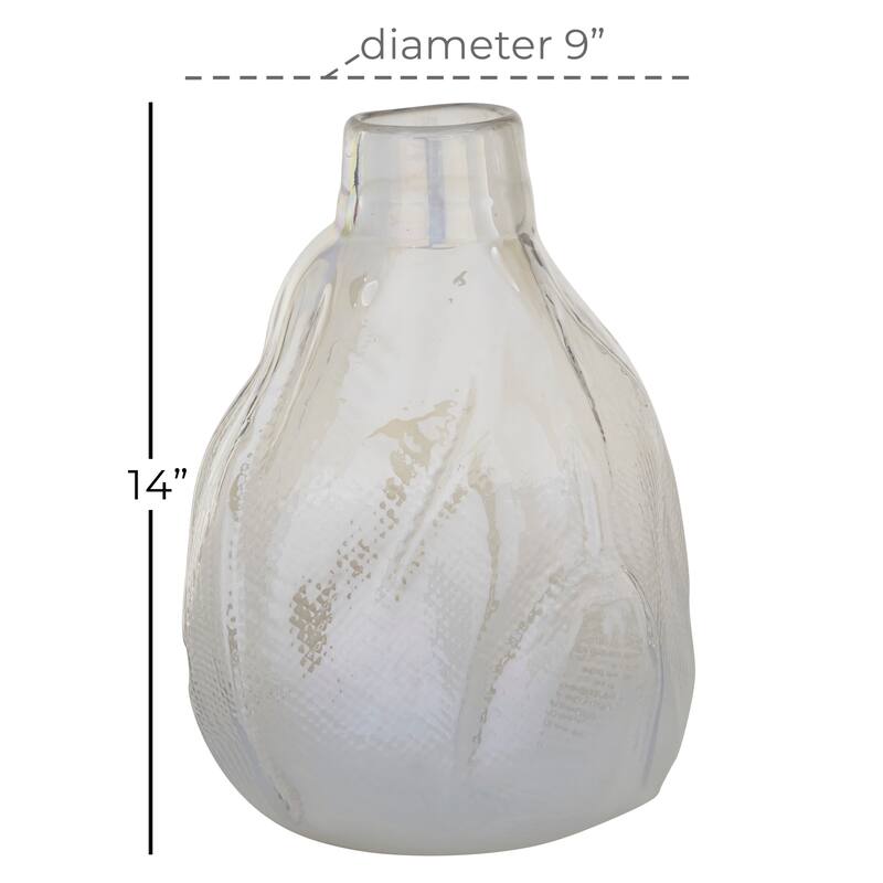 White Glass Contemporary Vase 14 x 9 x 9