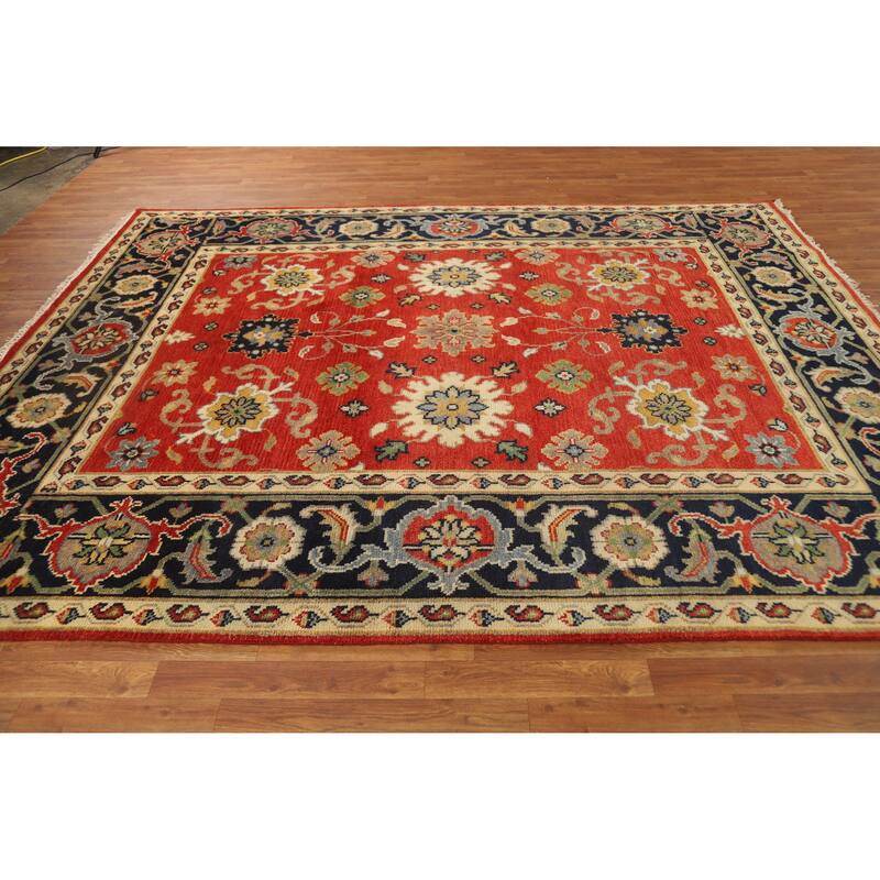 Hand Knotted Oriental 100% Wool Carpet Traditional Floral Oranges & Rust Heriz (serapi) Area Rug - 10' 0'' X 8' 0''
