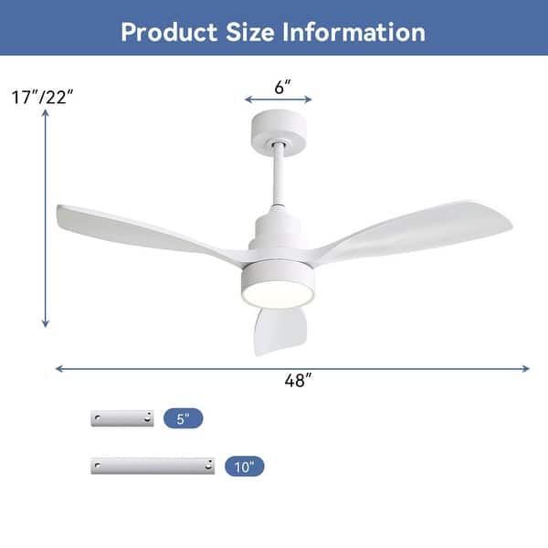 dimension image slide 12 of 14, Sofucor 48/52 Inch Wood Ceiling Fan with Light and Remote/Smart App Voice Control, Dimmable Lights Included