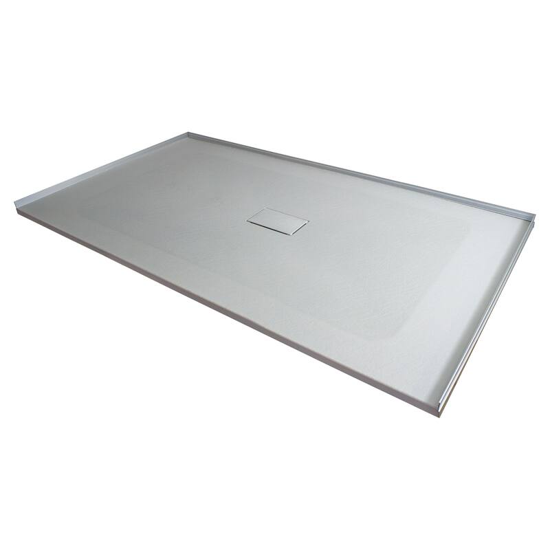 63-in L x 39.4-in W Zero Threshold Center Drain Shower Base, Black - 63-in L x 39.4-in W - 63-in L x 39.4-in W