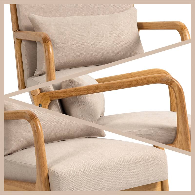 Leisure Chair with Solid Wood Armrest and Feet