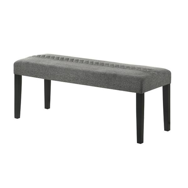 Nicole 46 Inch Dining Bench, Wood Frame, Tufted Fabric Upholstery, Gray