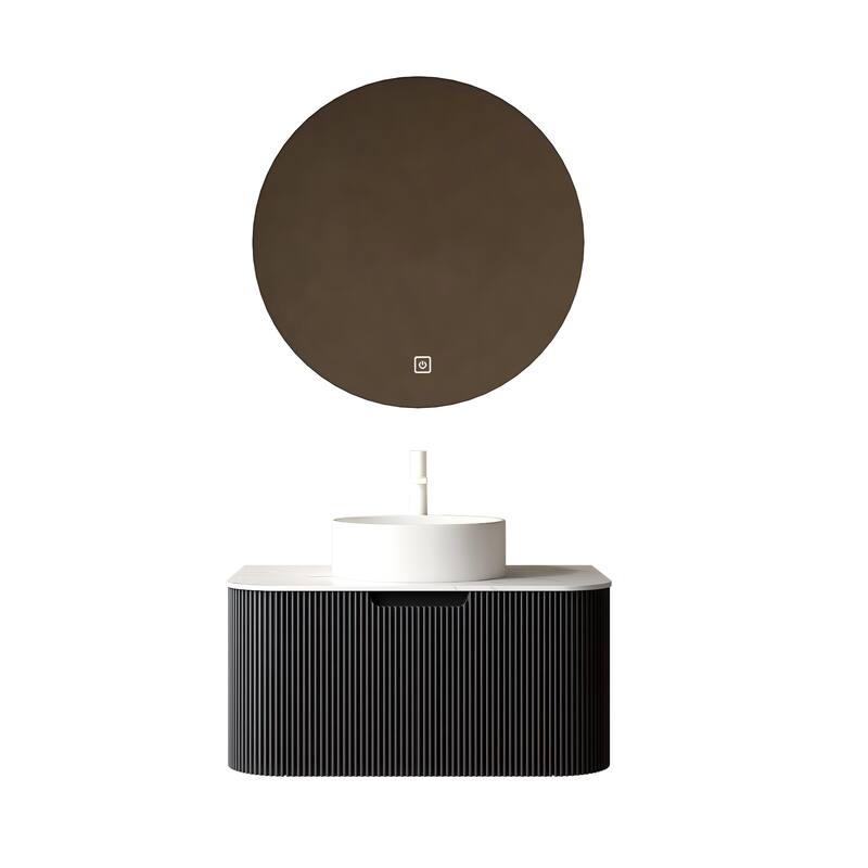 Modland 24"-60" Wall Mount Vanity with Vessel Sink - French Stripes, Pre-Assembled, Soft-Close Drawer