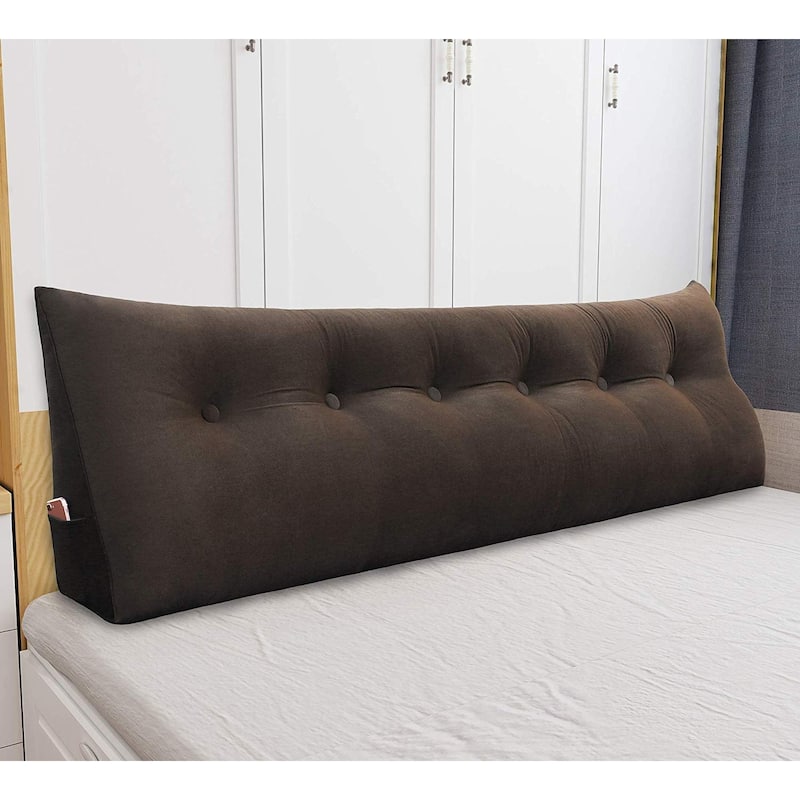 WOWMAX Bed Rest Wedge Bolster Headboard Back Support Pillow Velvet - Coffee