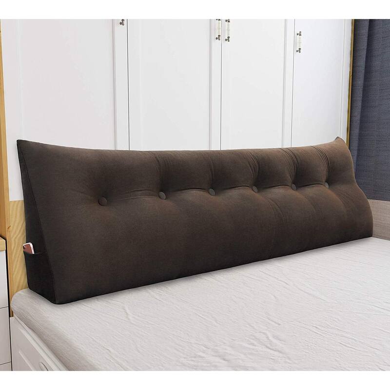 WOWMAX Bed Rest Wedge Bolster Headboard Back Support Pillow Velvet - Coffee