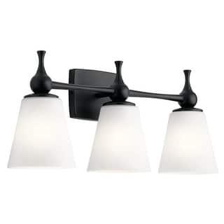 Kichler Cosabella 24 Inch 3 Light Vanity Light with Satin Etched Case Opal in Black