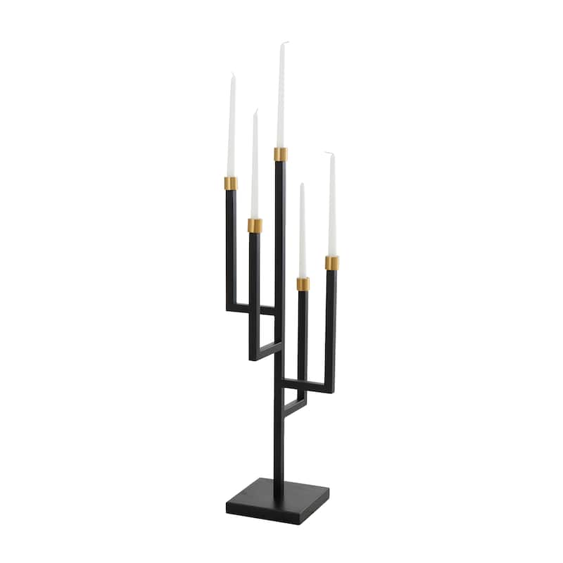 Black Metal 5 Candle Candelabra - 11" x 11" x 34"