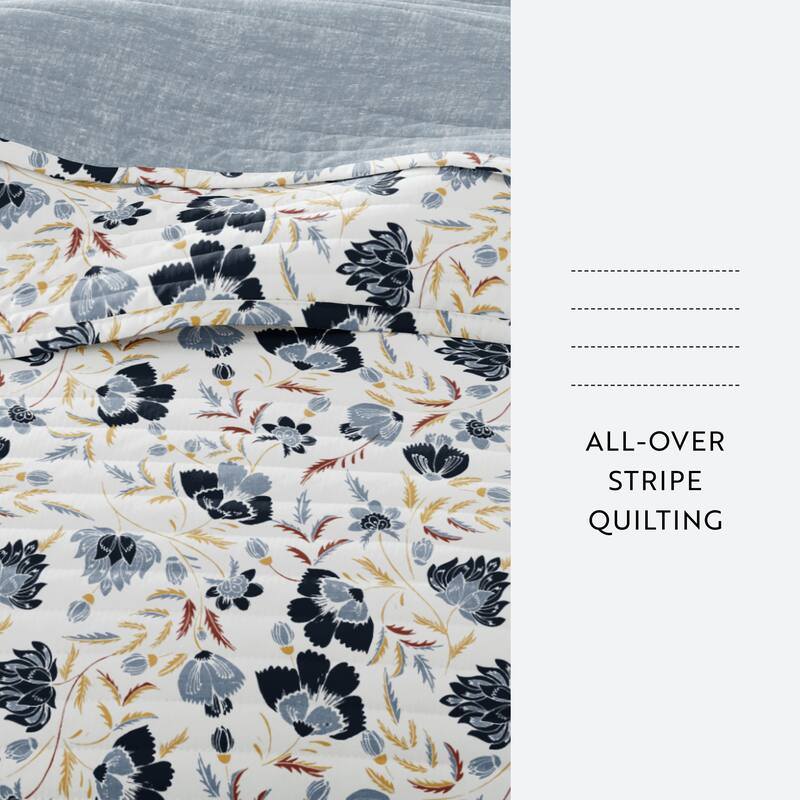 Becky Cameron All Season 3 Piece Floral Reversible Quilt Set