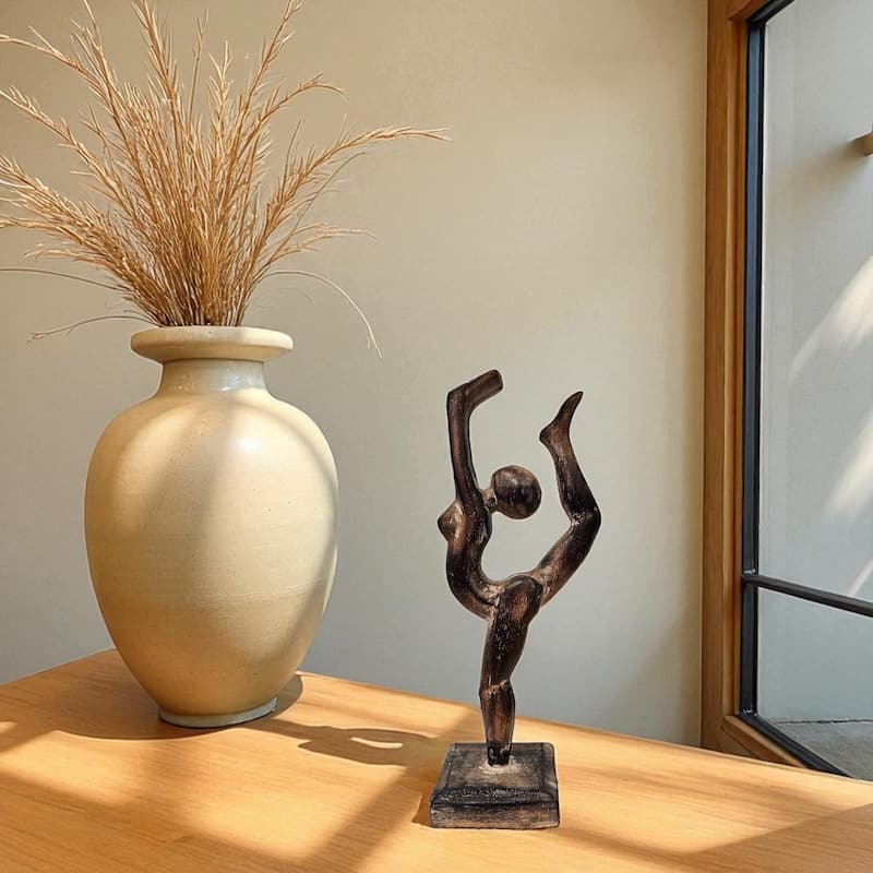 12" Wooden Handmade Abstract Ballet Dancer Sculpture Statue Handcrafted Gift Art Decor Figurine Accent Hand Carved