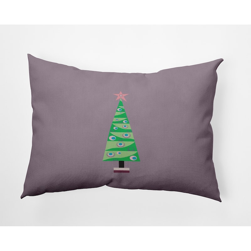 Cartoon Christmas Tree Indoor/Outdoor Throw Pillow - 14" x 20" - Light Purple